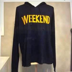 Rachel Zoe Navy Knit Weekend Hoodie Sweater Womens M cashmere blend Beach